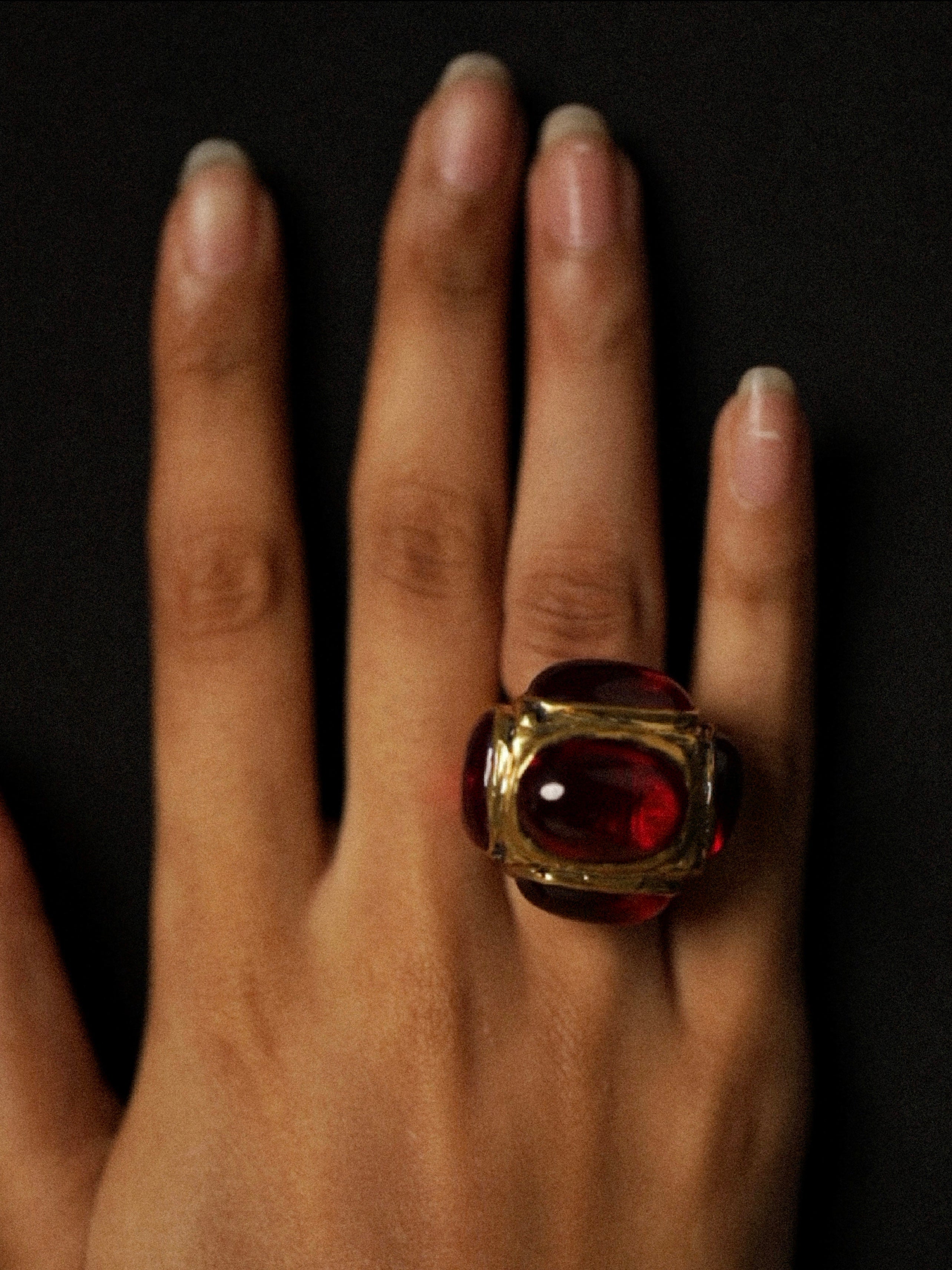 Hamsa Ring- Iranian Ruby