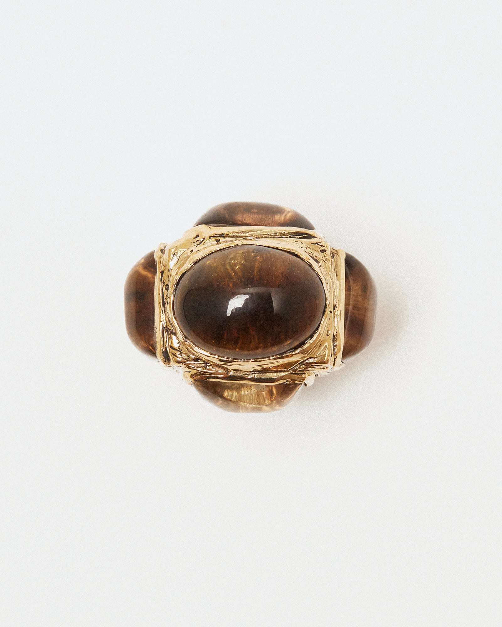 Hamsa Ring- Smokey Quartz