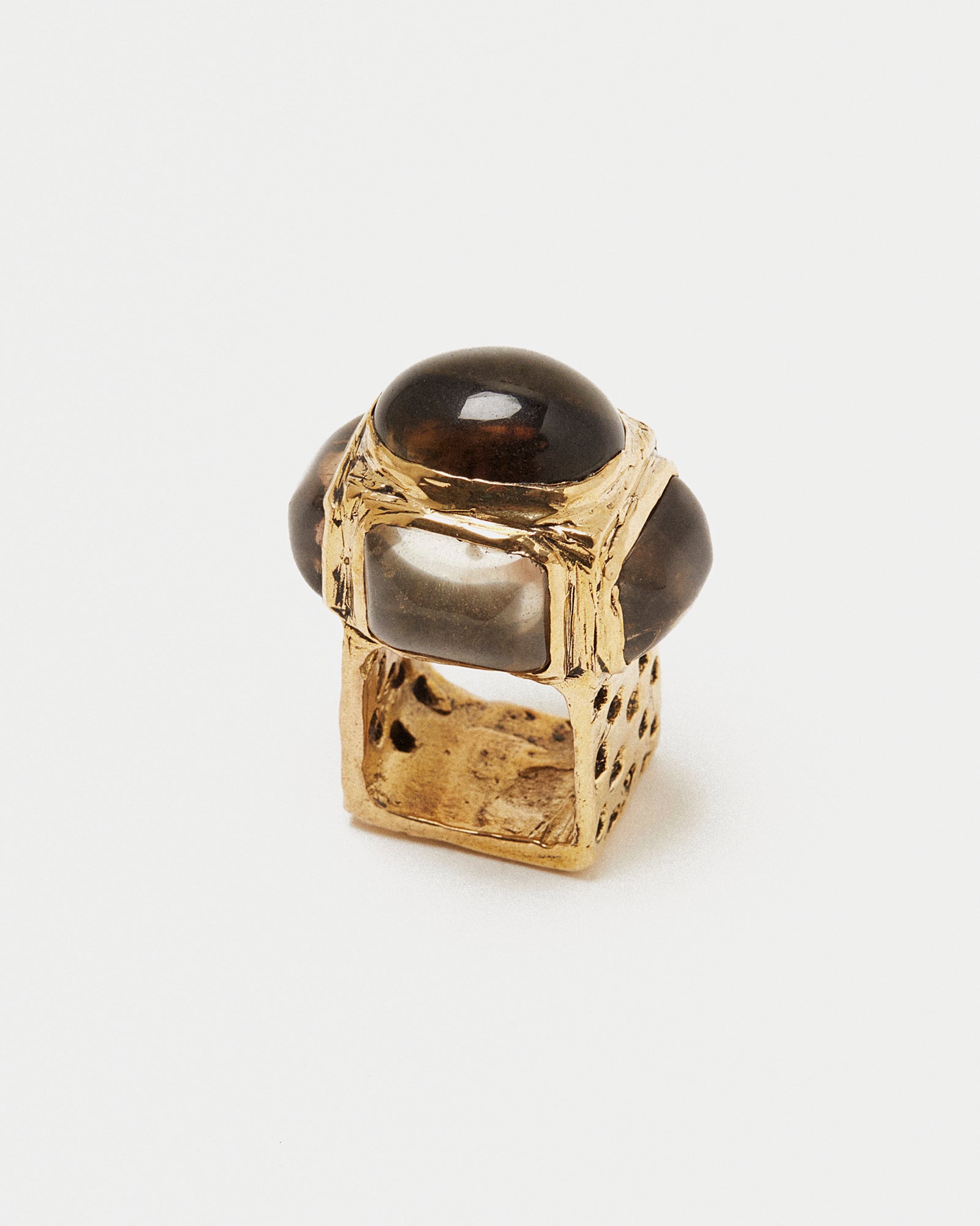 Hamsa Ring- Smokey Quartz